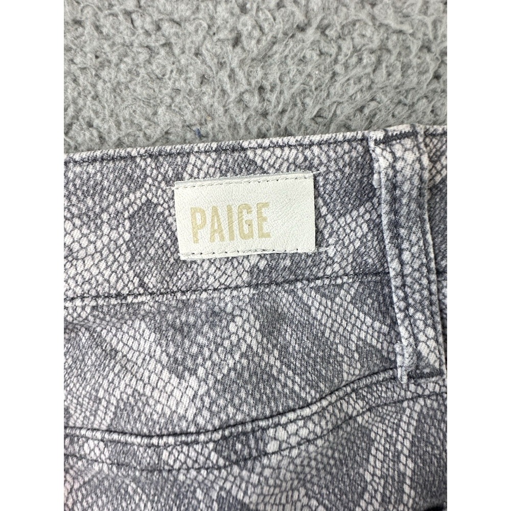 PAIGE Jeans Womens 26 Gray Hoxton Slim Snake Print Raw Hem 26x27 - Picture 5 of 14